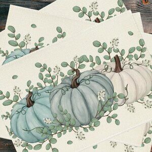 Pumpkin Placemats 8pc Fall Table Decor Thanksgiving Halloween Dining Decorations